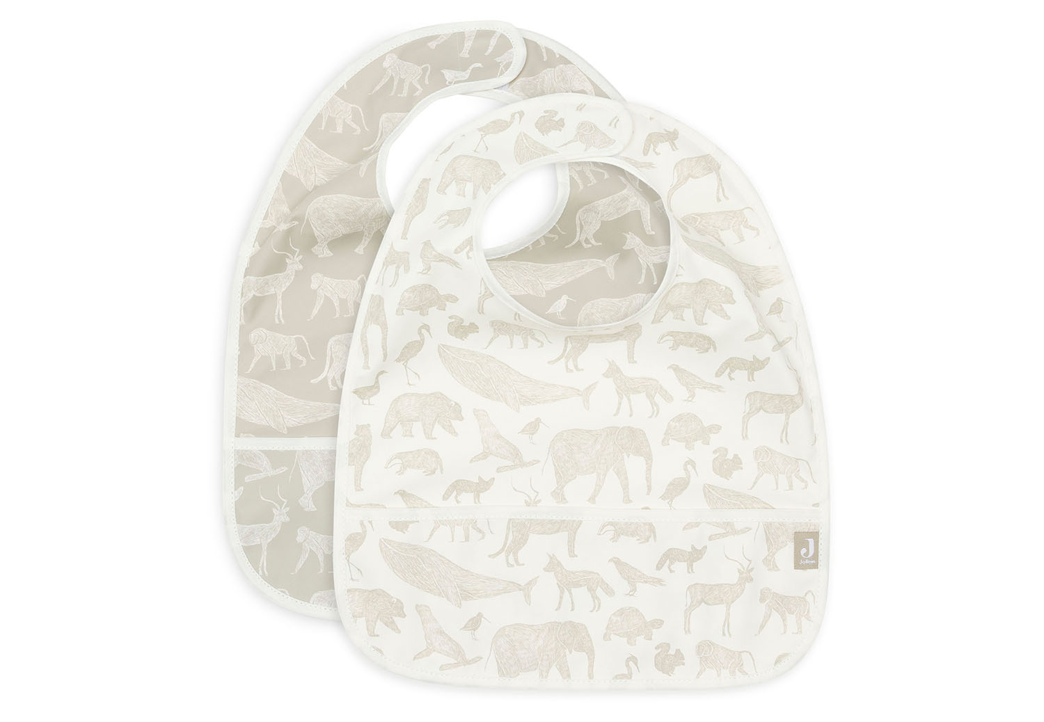 Lätzchen wasserdicht 2er Set Animals olive