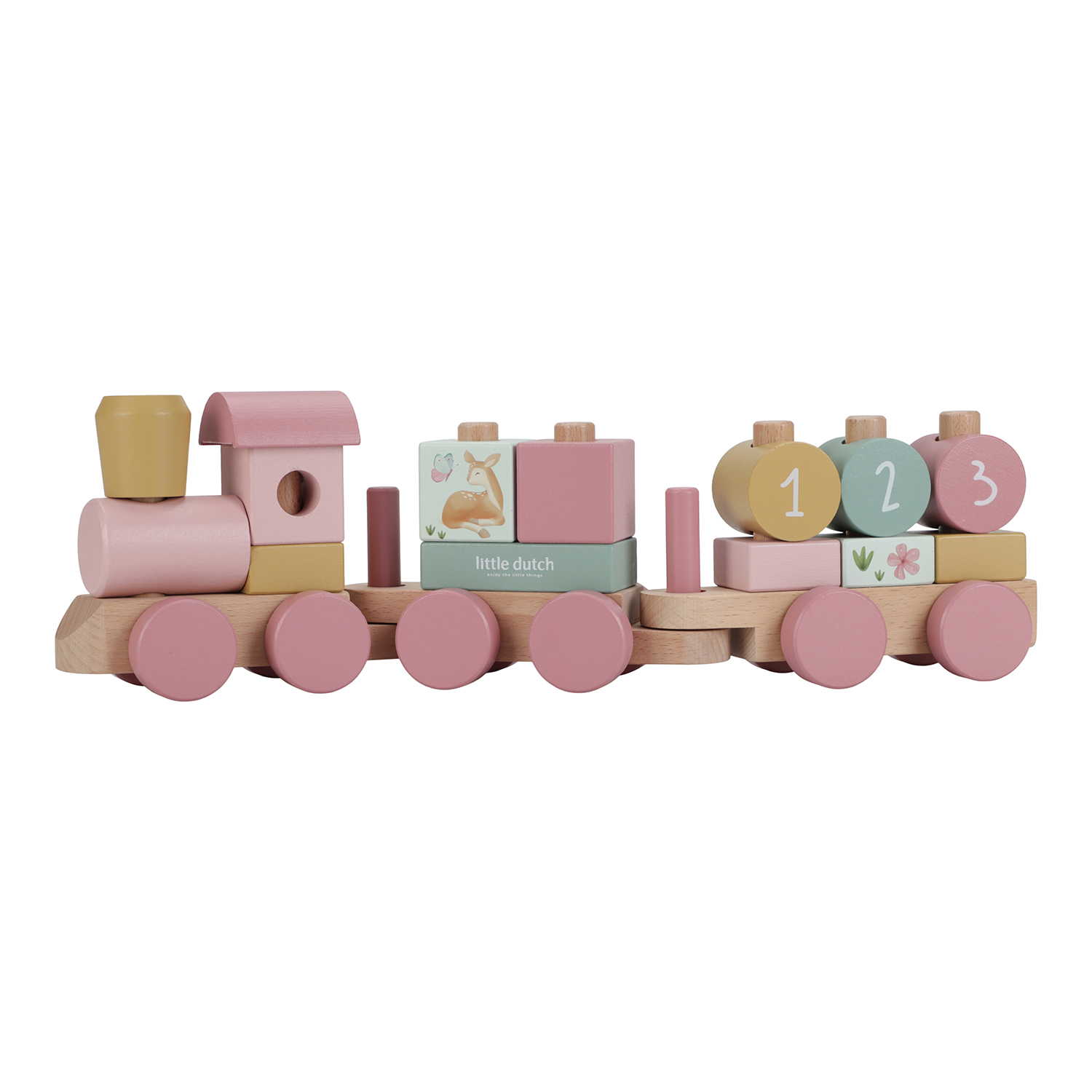 Holz Zug Eisenbahn mit Steck-Formen (FSC) - Fairy Garden rosa