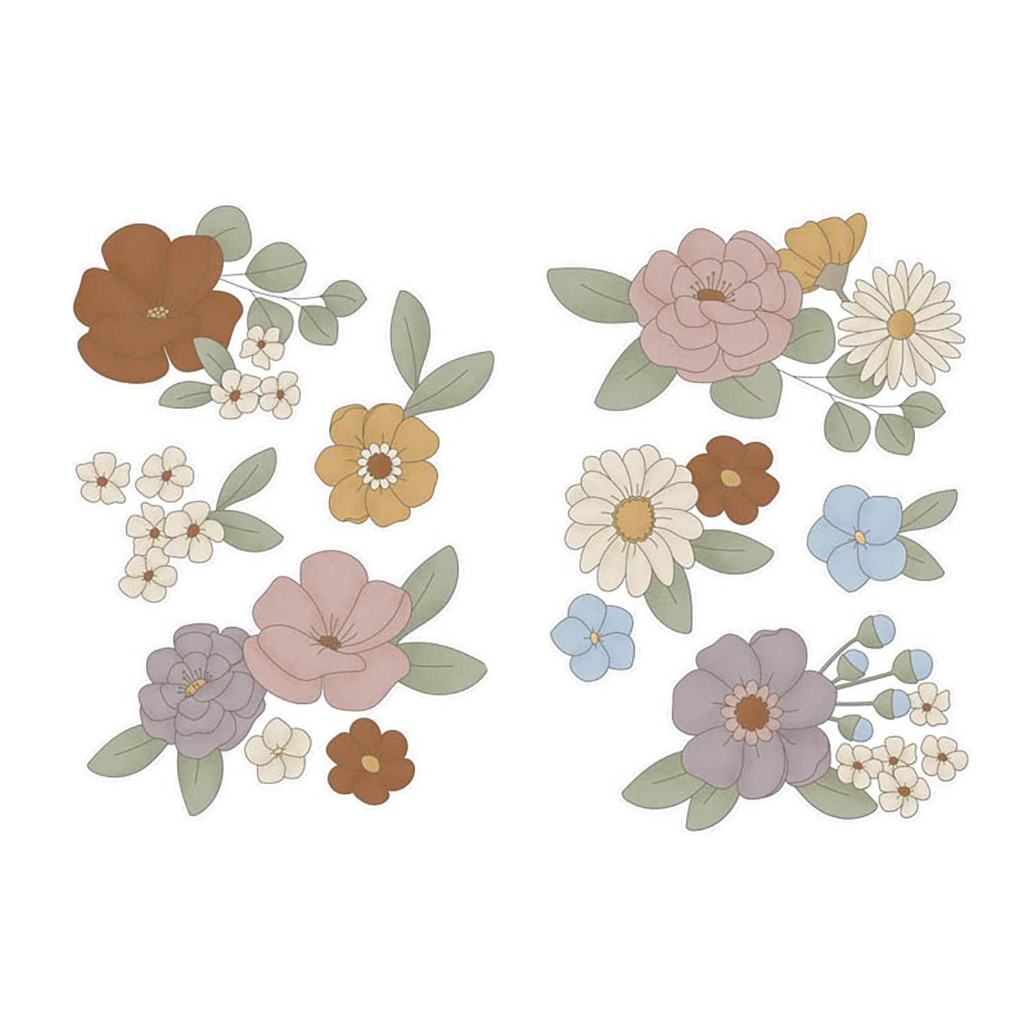 Wandsticker / Wandaufkleber - Vintage Little Flowers