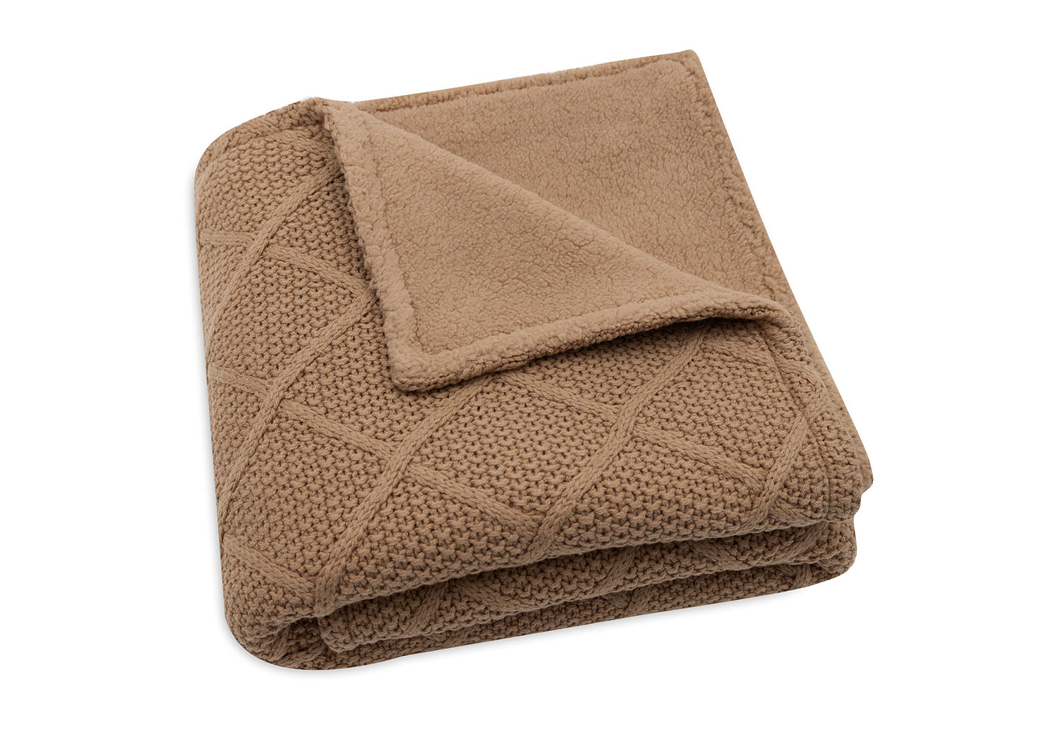 Babydecke Strick mit Fleece - Check Knit biscuit (75x100 cm)