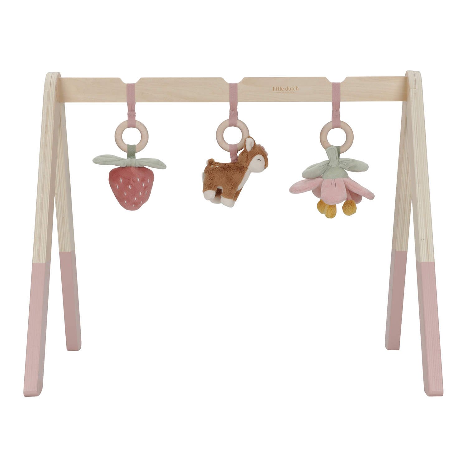 Holz Baby-Gym Spieltrapez mit Stoff Anhänger - Fairy Garden