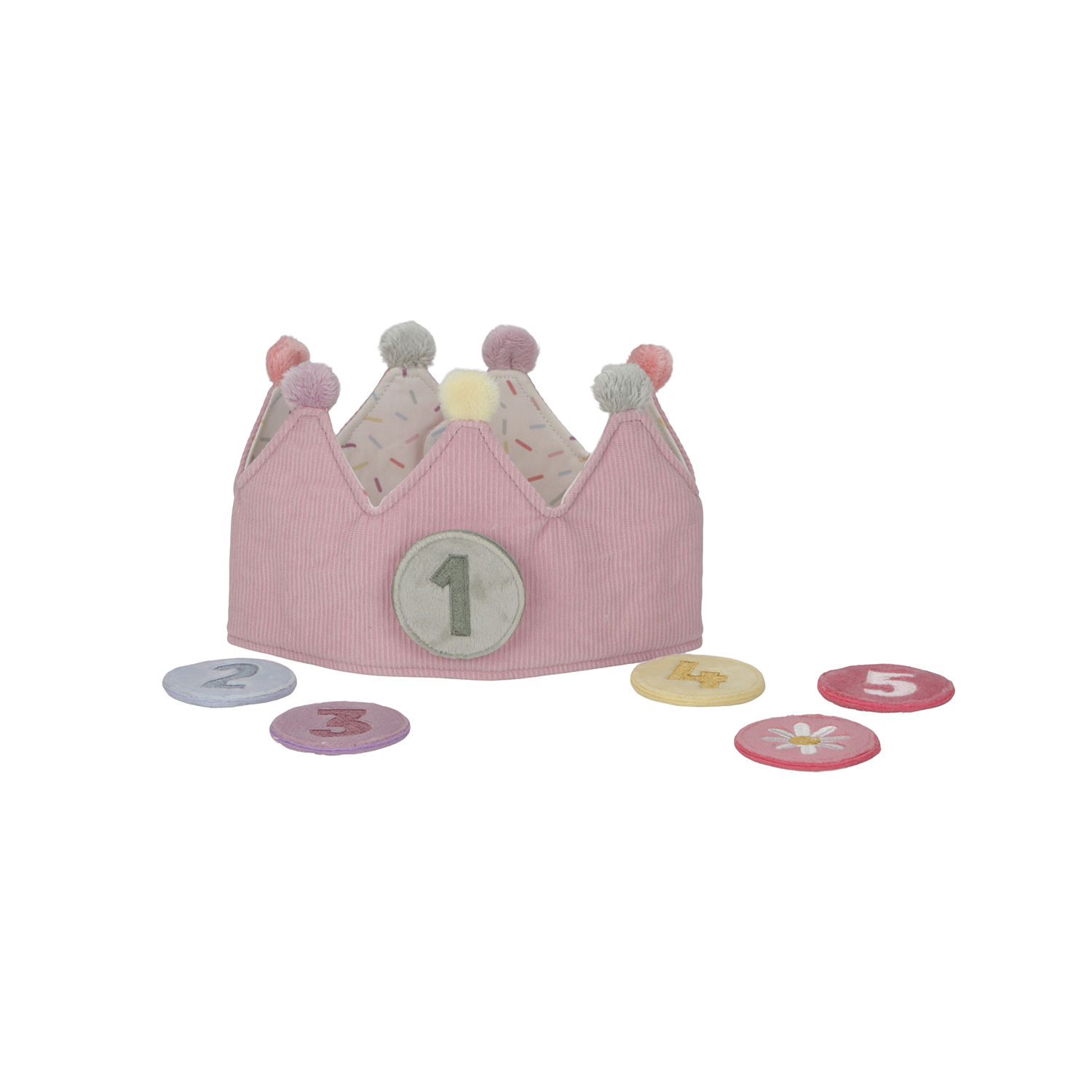 Stoffkrone / Geburtstagskrone mit Zahlen Essentials rosa