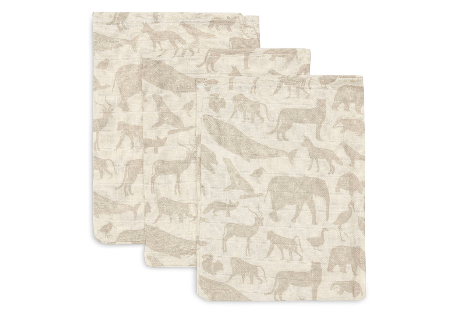 Waschlappen / Waschhandschuhe 3er Set Animals nougat (15x20 cm)