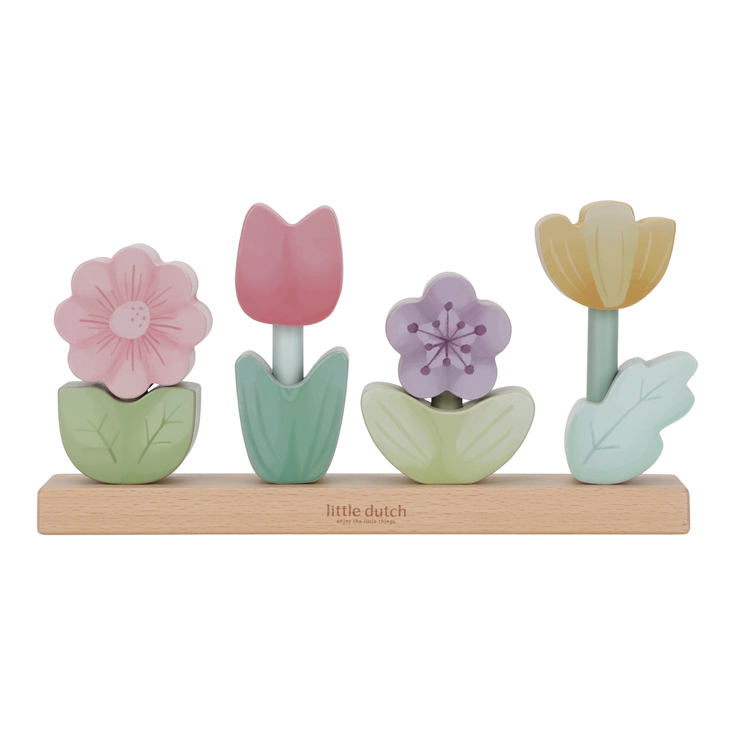 Holz Stapelspiel Steckspiel Blumen (FSC) - Fairy Garden