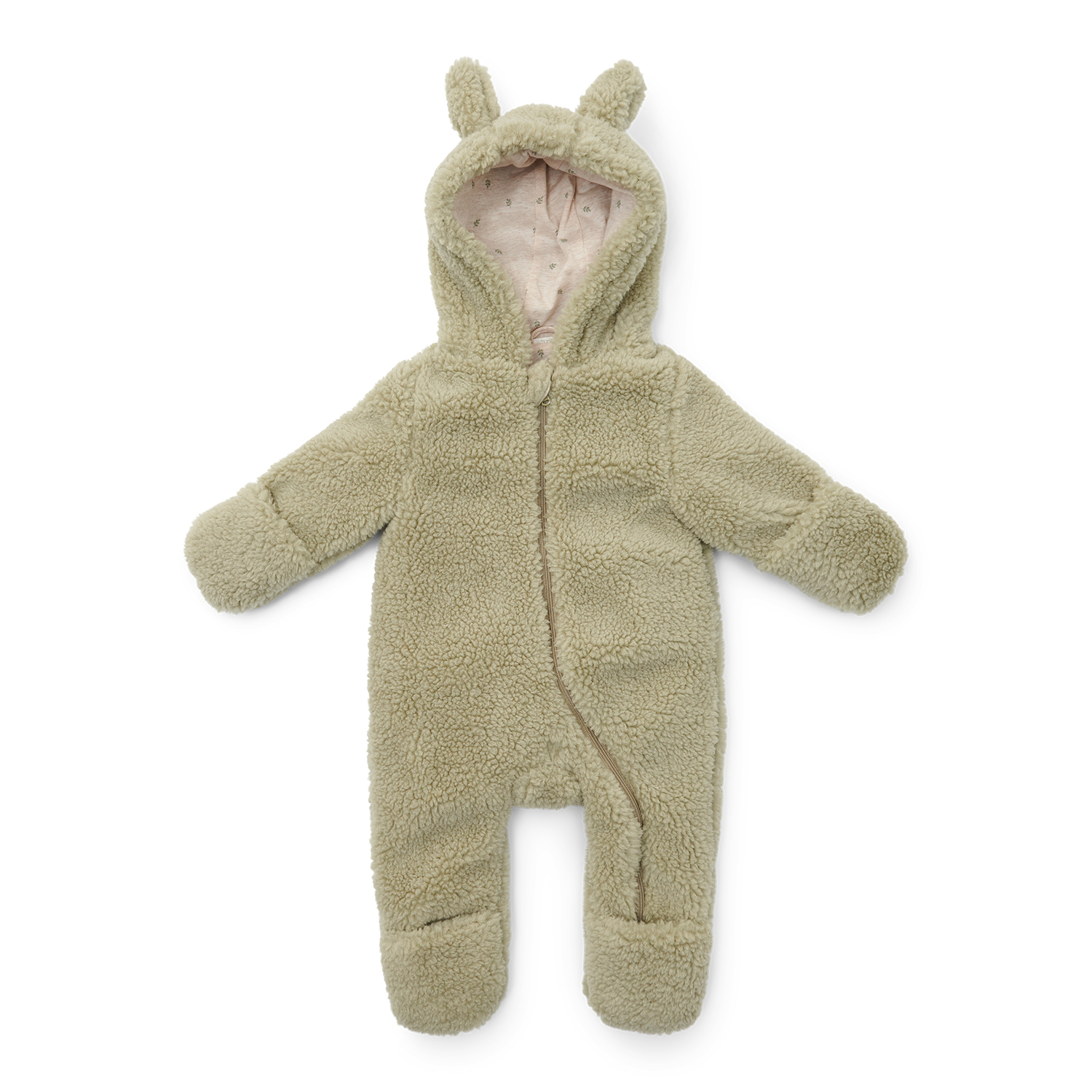 Overall / Strampler Teddyfell - Newborn Winter soft green (Gr. 50/56)