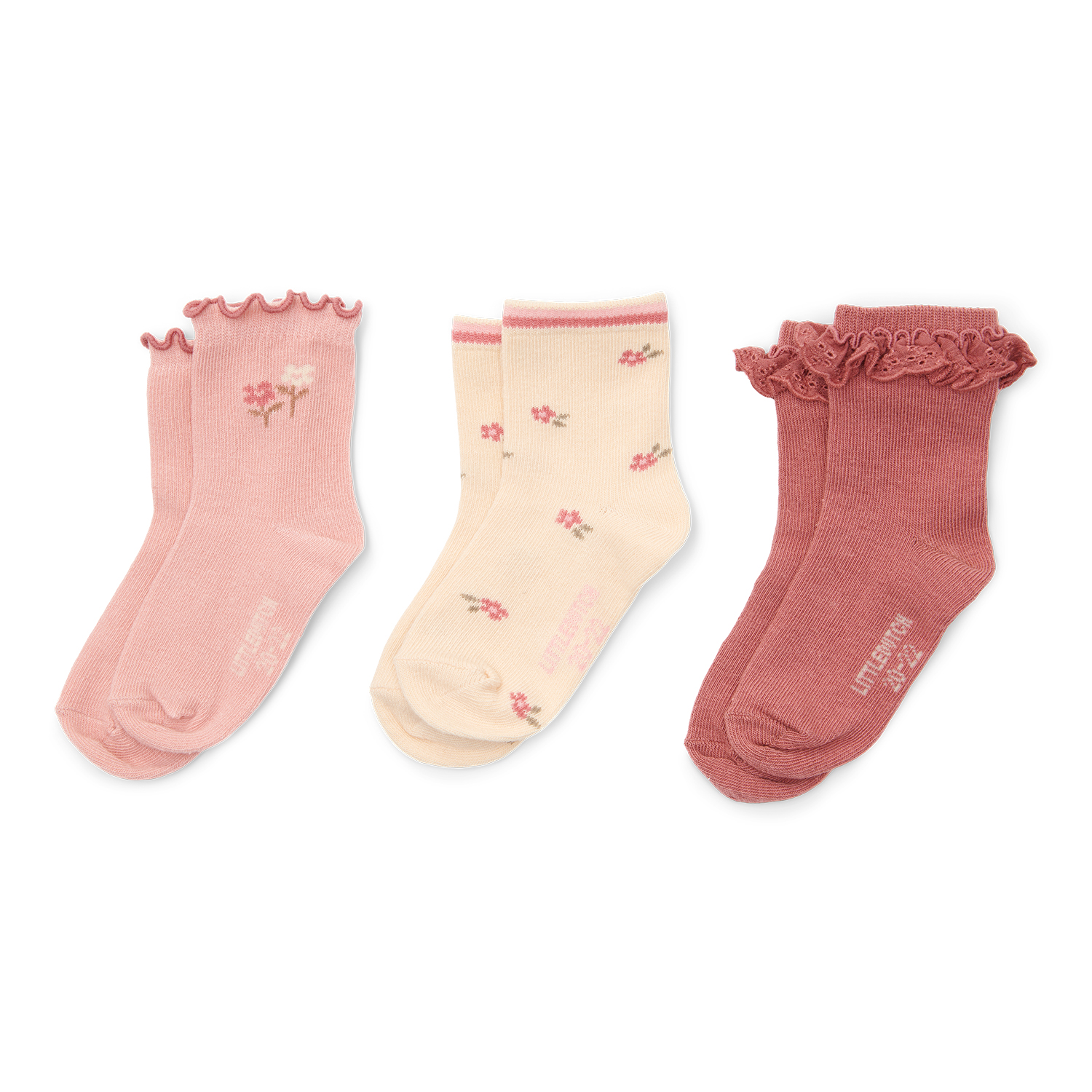 Babysocken 3er Set soft rose / sand / warm rose - Little Farm (Gr. 20-22)