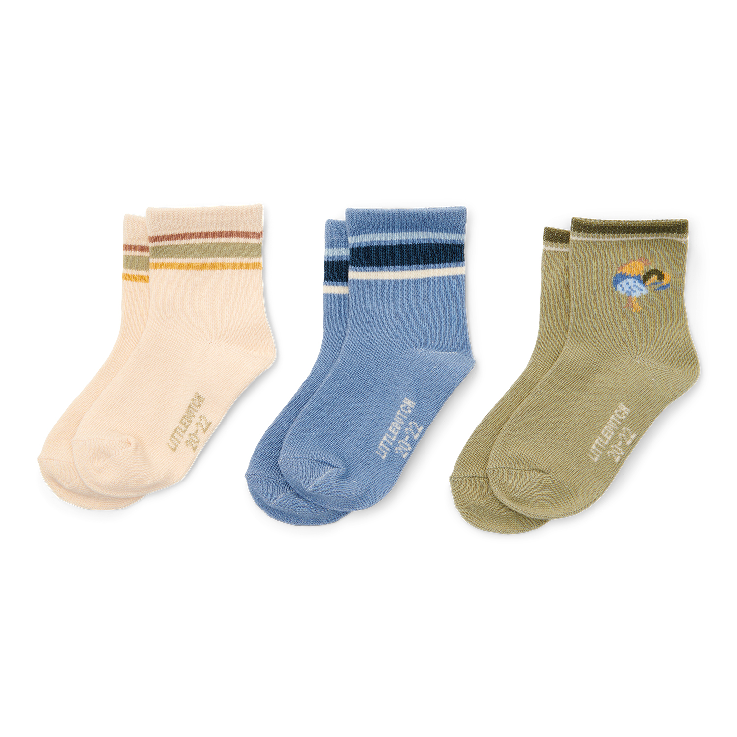 Kindersocken 3er Set sand / blau / dunkelgrün - Little Farm (Gr. 23-26)