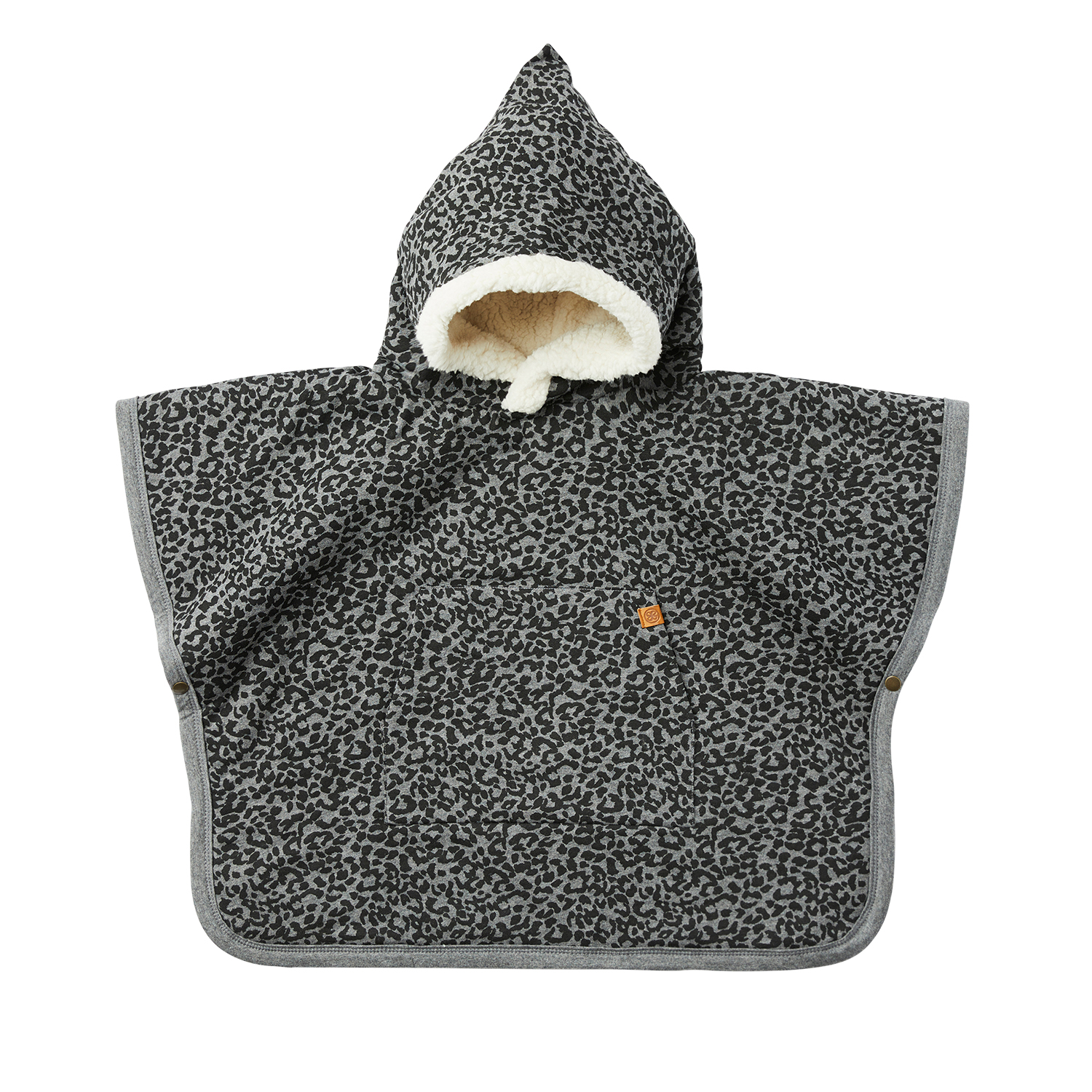 Teddy Winterponcho - Leopard grau / schwarz (1-3 Jahre)